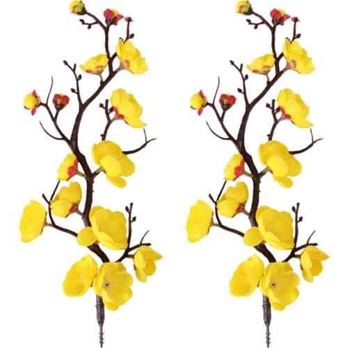 Fake Plum Flower Home Decor Simulation Artificial Plant Silk Cloth Floral Plastic Iron Wire Meeting Room Hotel Wedding Flowers