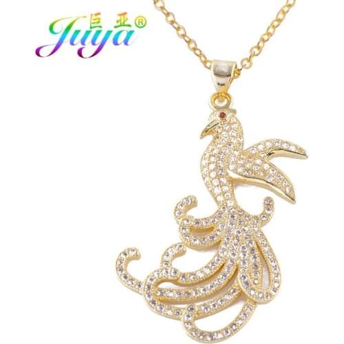 Juya Classic Jewelry Necklace Supplies Micro Pave Zircon Luxury Phoenix Pendant Necklace For Women Girls Christmas Gift
