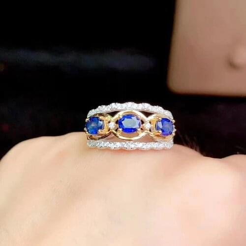 New Trendy Natural And Real Sapphire Rings 925 Sterling Silver Fine Jewelry