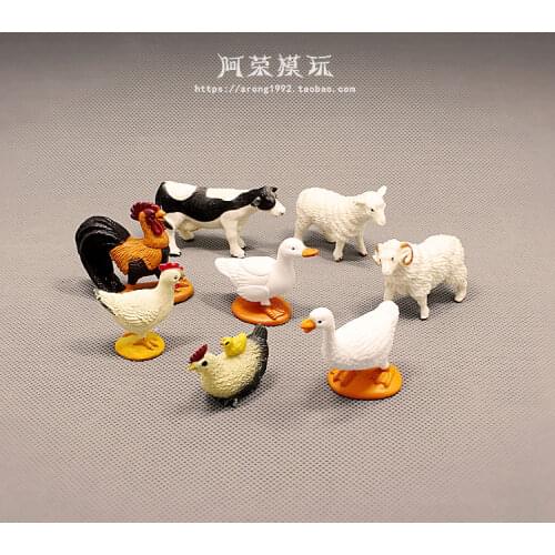 Simulation Farm Animals Model Chickens Duck Goose Rabbit Sheep Pig Fairy Garden Miniatures Decor Action Figures Figurines Toys