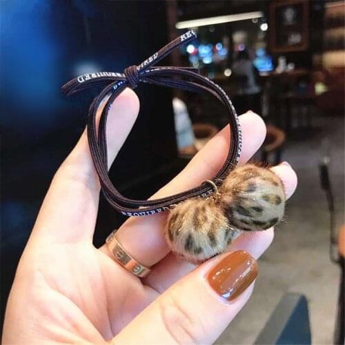 Fashion Girls Hair Rope Leopard Hair Ball Rubber Band For Women Leopard Ponytail Accessories Girls Hair Ring Headwear Wholesale
