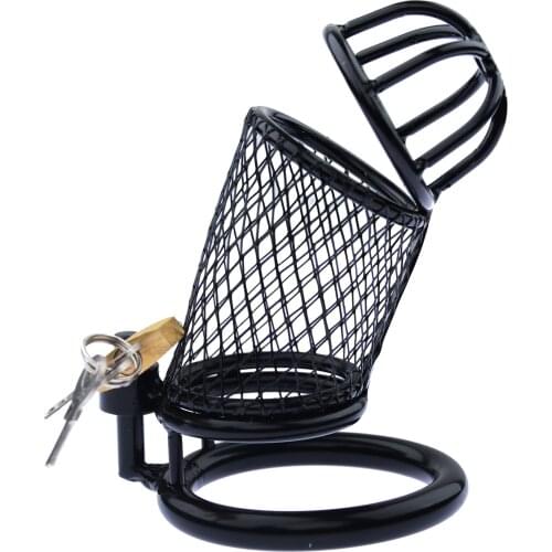 Mens Chastity Device Metal Black Mesh