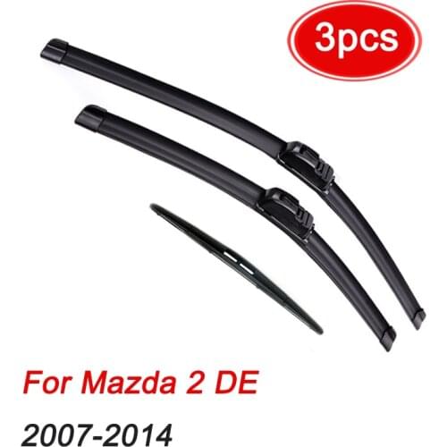 MIDOON Wiper Front & Rear Wiper Blades Set Kit For Mazda 2 DE 2007 - 2014 Windscreen Windshield Window 24"+14"+14"
