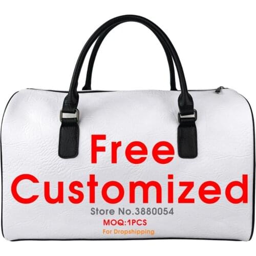 Noisydesigns 3D Customize Image Womens Bag Travel PU With Zipper Transparent Male Tote Unisex Crossbody Wholesale Dropshipping