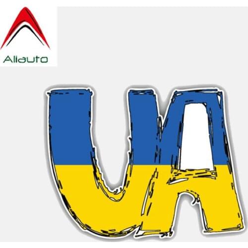 Aliauto Personality Creative Ukraine World Flag UA Car Sticker Motorcycle Waterproof Sunscreen Anti-UV Reflective Decal,11cm*8cm