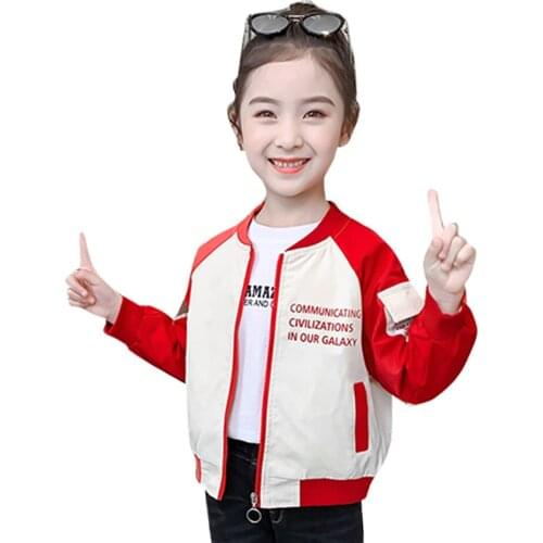 Coat For Girl Letter Girl Coats Outerwear Kids Patchwork Childrens Coat Casual Style Clothes Girl 6 8 10 12 14
