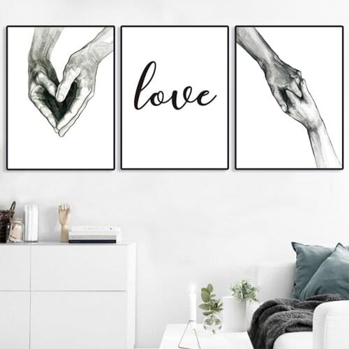 Sketch Print Canvas Painting Art Wall Poster Hand Love Fingers Interlocked Posters and Prints For Living Room Bedroom Decor