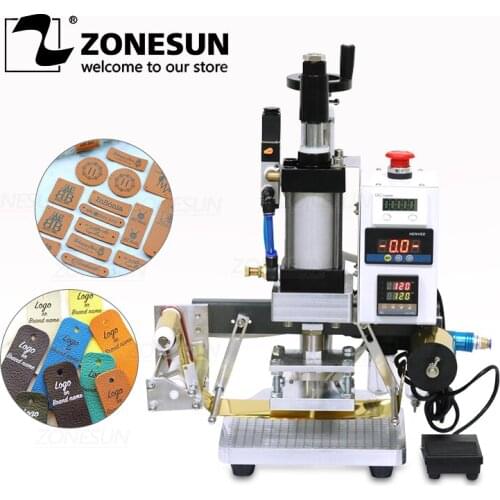 ZONESUN Pneumatic Hot Stamping Machine Digital Leather PVC Paper Hot Foil Stamping Bronzing Embossing Machine Heat Press Machine