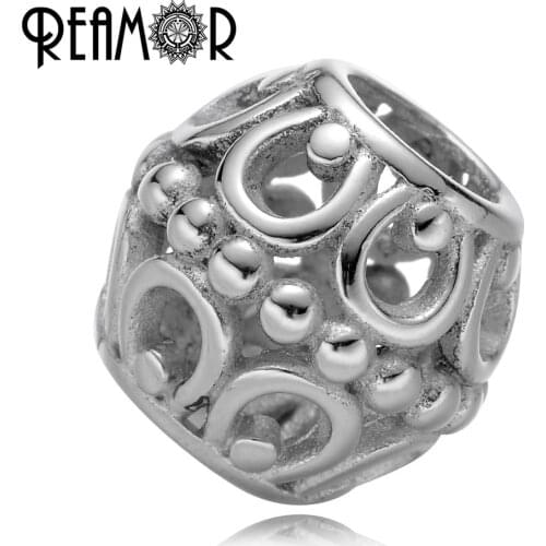 REAMOR Wholesale 316l Stainless Steel Horseshoe European Charm Beads For Women Pan Style Lucky Bracelet Jewelry Making