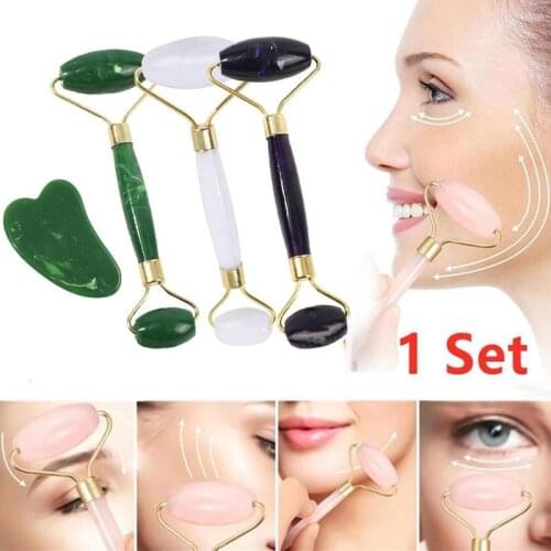 Face Massage Jade Roller Rose Quartz Natural Stone Tools Chin Remover Beauty Wrinkle Crystal Care Lift Double Slimming Slim Q5N8