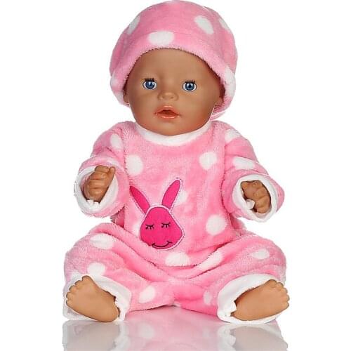 Pink Rabbit Hat+jumpsuits Doll Clothes Wear fit 18 inch ,43cm , Children best Birthday Gift N283