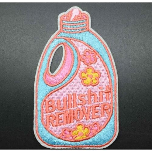 Pink Bullshit Remover Iron On Embroidered Clothes Patches For Clothing Stickers Garment Wholesale