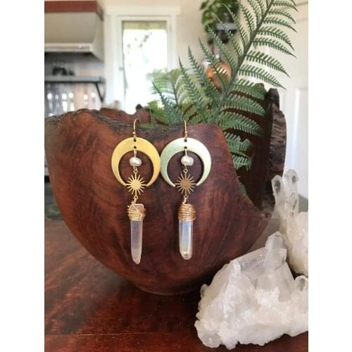 Celestial Aura Quartz Raw Crystal Earrings