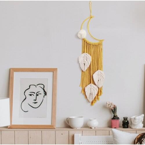 Nordic Kids Room Decoration Handmade Cotton Rope Hanging Decor Strings Crafts Stars Moon leaves Living Room Decor Wall Hanging