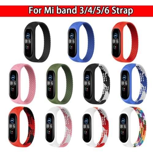 Replaceable Elastic Braided Solo Loop Strap Nylon Bracelet For Xiaomi Mi Band 6 5 3 4 Nylon silicone Wristband For Miband 4 5 3