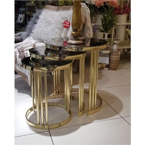 Modern Perla 3 Pcs Metal Zigon coffee table coffee tables table basse furniture living room table