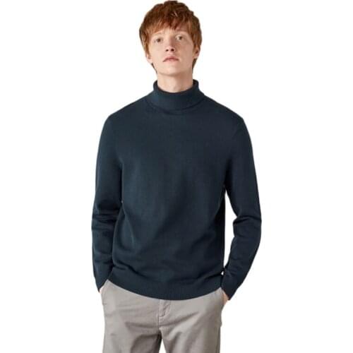 High collar sweater men cotton turtleneck thick pullover sweater Korean 2020 cotton winter new black bottoming sweater