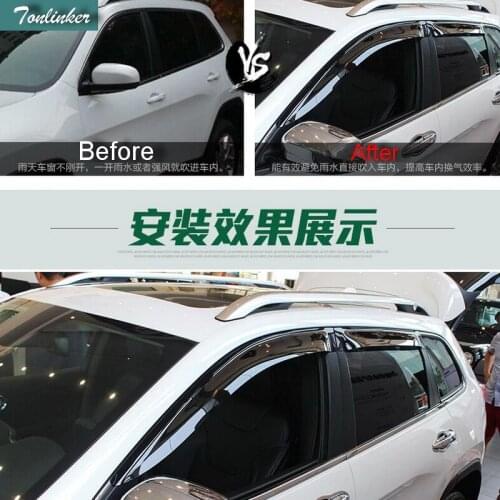 Tonlinker 4 PCS DIY Car styling NEW Acrylic or Plexiglass modified special rain shield cover case Stickers for JEEP cherokee