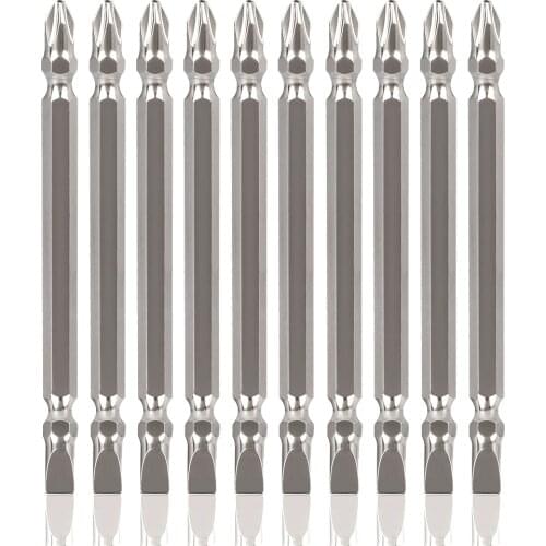 Tonsiki 10pcs Double End Screwdriver Bit Set 100mm Long S2 Steel Phillips Slotted Screwdriver Bits
