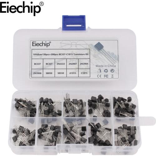 BC337 BC327 2N2222 2N2907 2N3904 2N3906 S8050 S8550 A1015 C1815 10Values*20pcs=200/set Transistors Box Pack Transistor kit TO-92