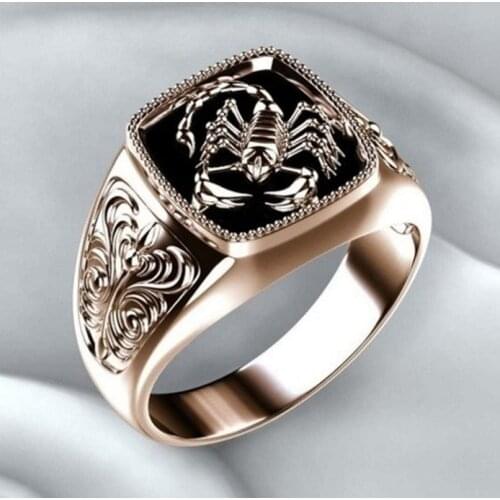 Unique Retro Scorpion Pattern Rings for Men Jewelry Stylish Hip Hop Ring Gilded Coyote Ring Accessories Gothic Style Punk Style