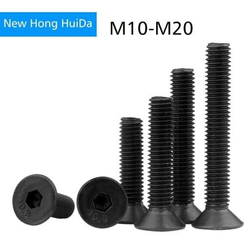 Hex Socket Head Cap Screw Metric Thread Flat Allen Head Machine Bolt Black 12.9 Grade Carbon Steel M10 M12 M14 M16 M20