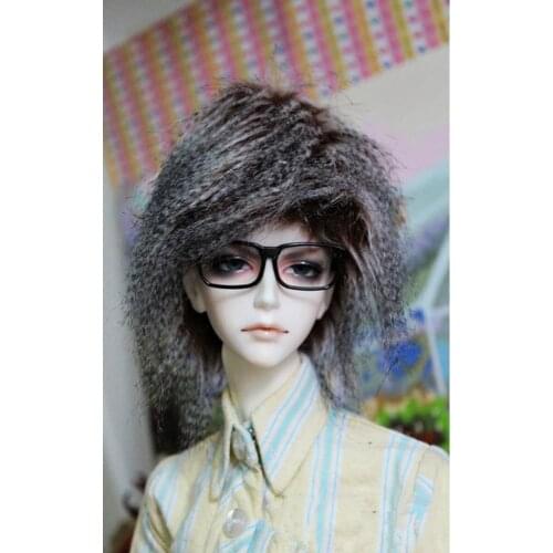 [wamami] New Hot Brown & White Black Wool Short Wig Hair SD DOD DZ 1/6 BJD Dollfie 6-7"