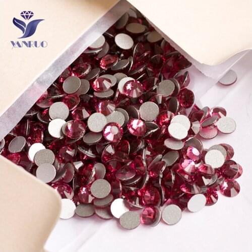YANRUO 2058NoHF SS16 Rose 1440Pcs Crystal Strass Stick On Nails Non Hotfix Flatback Glass Rhinestones For Nail Art
