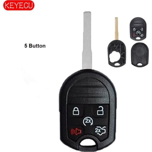 Keyecu Replacement Remote Key Shell Case Fob 5 Button for Ford Fiesta FCC: OUC6000022 HU101