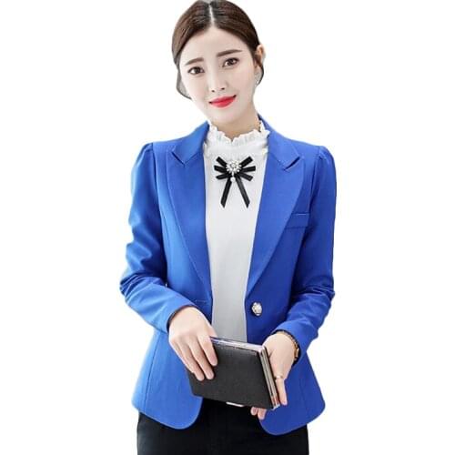 White Office Lady Blazer Women Long Sleeve Suit Jackets Blazers Feminino Blue Black V-neck Blazer Female Office Coat Tops Femme