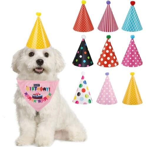 10 Set of Dog Birthday Bandana Scarfs with Cute Doggie Birthday Party Hat