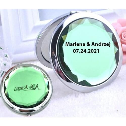 100Pcs Personalized Wedding Gifts For Guests.Mini Cosmetic Mirror Portable,Custom Make-Up Mirror,Birthday Baby Shower Favor