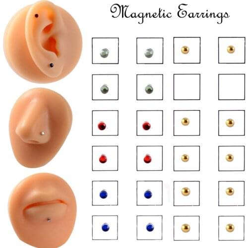 New 12pcs/Card Magnetic Earring Piercings Cartilage Lip Labret Stud Nose Ring Fake Cheater Non Pierced Jewelry