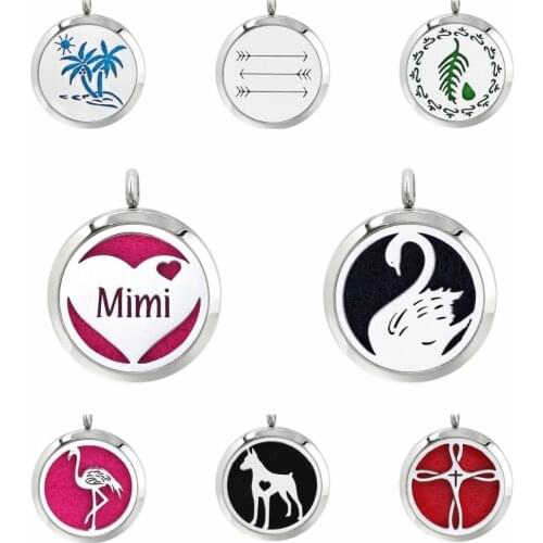 30mm Diffuser Locket Magnet Essential Oil Stainless Steel 60CM Necklace Chain Aroma Perfume Jewelry Free 10pads Women Kids Gift