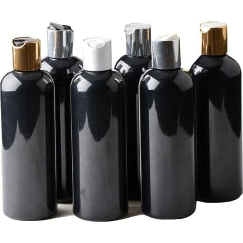 30pcs 300ml Disc top Cap black bottle Empty Plastic Bottle PET Lotion Bottle travel size plastic empty bottles for Shampoo 10oz