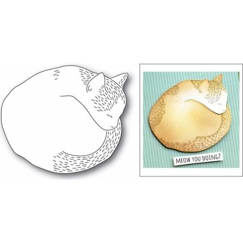 3D Lovely Sleeping Cat Animal Pet 2020 Hot New Metal Cutting Dies Foil For DIY Scrapbooking Paper Craft and Card Making No Stamp