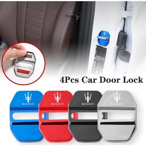 4Pcs Universal Stainless Car Door Lock Stickers For Maserati Ghibli President Levante MC20 MC12 Spyder Coupe Alfieri GranSport