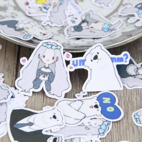 40 pcs / set cute girl polar bear animal expression homemade scrapbooking sticker kawaii expression childrens toys