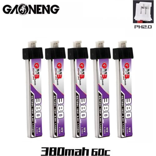 5PCS GNB 380mAh 3.8V 60C HV 4.35V Lipo battery PH2.0 Plug for US65 UK65 Inductrix Beta65S URUAV UR65 Mobula 7 Tiny Whoop Drone
