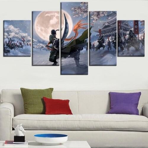 5 Pcs Canvas Wall Art Painting One Piece Anime Poster HD Prints Decoration Wall Pictures for Living Room Bedroom Home Decor
