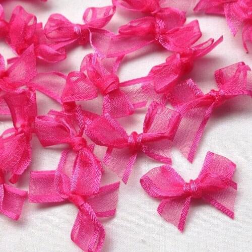 50PCS/lot fushia color Organza Ribbon Flowers Bows Wedding Craft Appliques Deco D005404