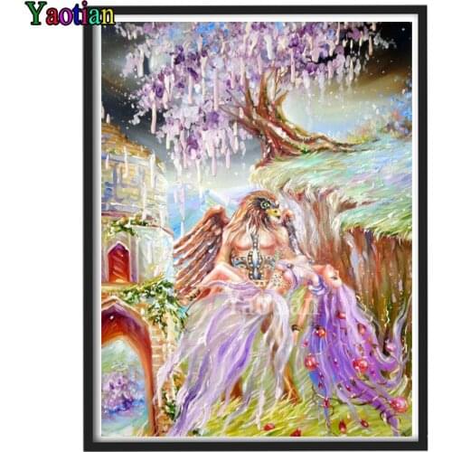 5D Diy Diamond Painting Eagle man hugging beauty Full Square Round Diamond Embroidery Cherry blossom scenery Cross Stitch