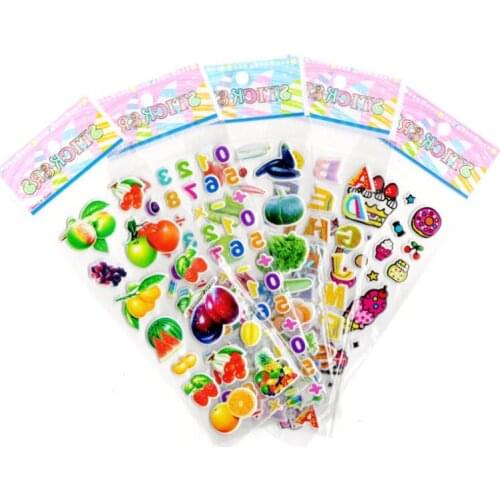 6 Sheets 3D Cartoon Stickers Toy DIY Scrapbook Stationery Diary Stickers Kids Children Gifts Send Random