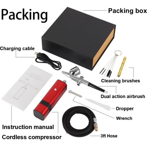 30 PSI Portable Cordless Airbrush Compressor Kit TM80S for Makeup Art Paint Nail Beauty Cake Decoration Tattoos Model Artist