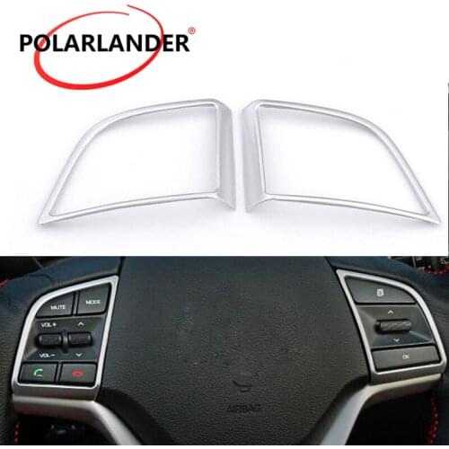 Accessories Interior Mouldings 2Pcs Car Steering Wheel Decorative cover Trim For Hyundai Tucson 3th 2015 2016 LHD ABS