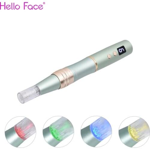 Hello Face Auto Microneedling Pen Adjustable Microneedle MTC Skin Pen Rechargeable with LED phototherapy for Face Body Home