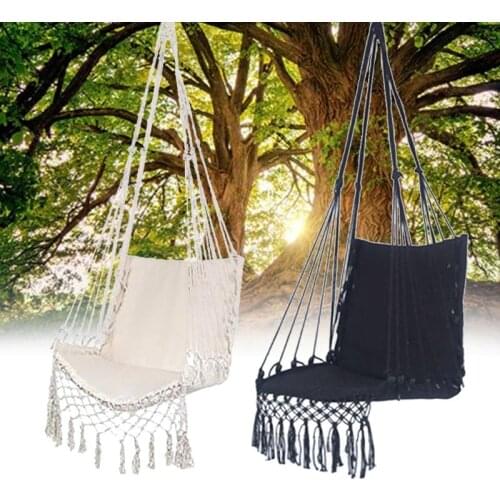 Nordic Style Hammock Safety Beige Hanging Hammock Chair Swing Rope Outdoor Indoor Hanging Chair Garden Seat For Child Adult