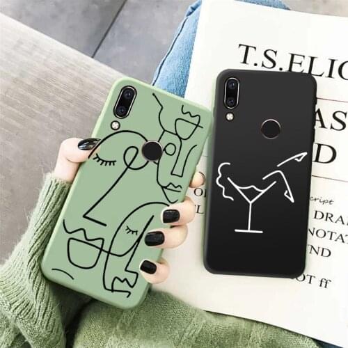 Case for Xiaomi Mi Note 10 9 8 A3 A2 Lite A1 TPU Soft Silicone Back Art Line Face Phone Case for redmi note 7 8 9 Pro 9S coque