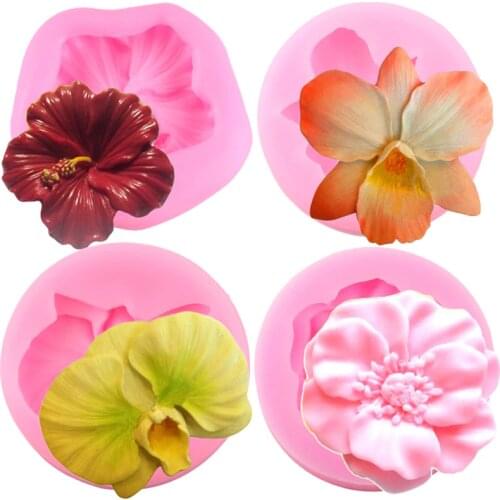 Flower Silicone Mold Orchid Cupcake Topper Fondant Moulds Cake Decorating Tools Chocolate Gumpaste Molds Candy Polymer Clay Mold