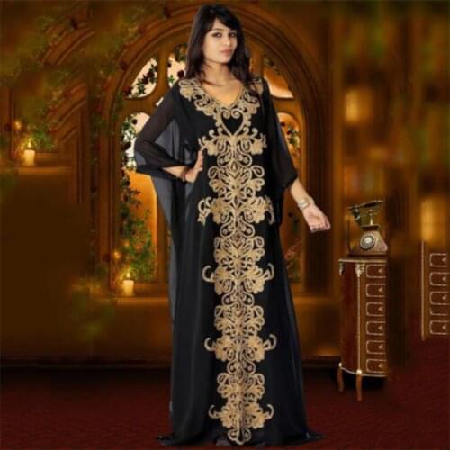 Elegant Black Karakou Algerien Evening Party Dresses with Long Sleeve Jacket Custom Made Plus Size Muslim Prom Formal Gown